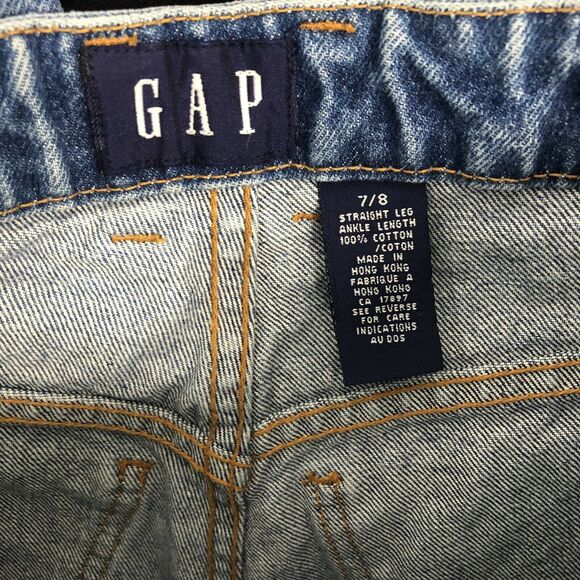 Gap straight leg ankle length jeans size 7/8 high rise blue 100% cotton - Picture 3 of 5